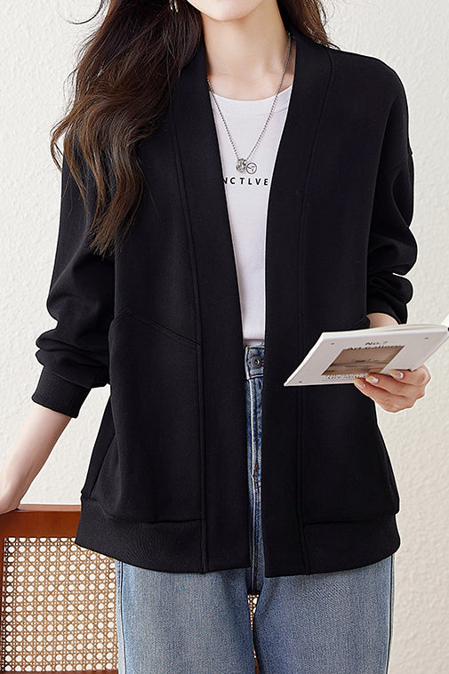 Boyfriend Style Lockere V-Ausschnitt Cardigan Sweatshirt