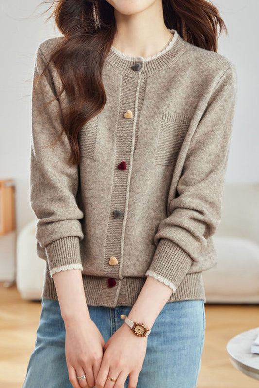 Minimalistischer Stylischer Farbblock Strickcardigan