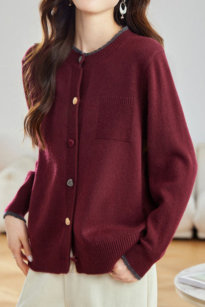 Minimalistischer Stylischer Farbblock Strickcardigan