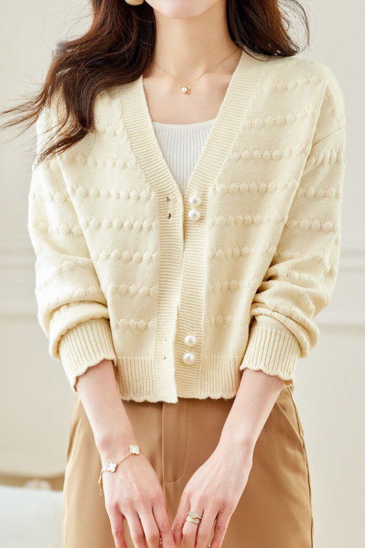 Lässiger Büro Strukturstrick Cardigan