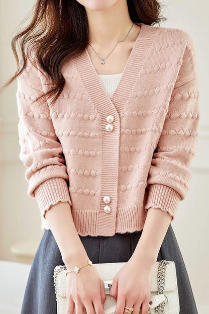 Lässiger Büro Strukturstrick Cardigan