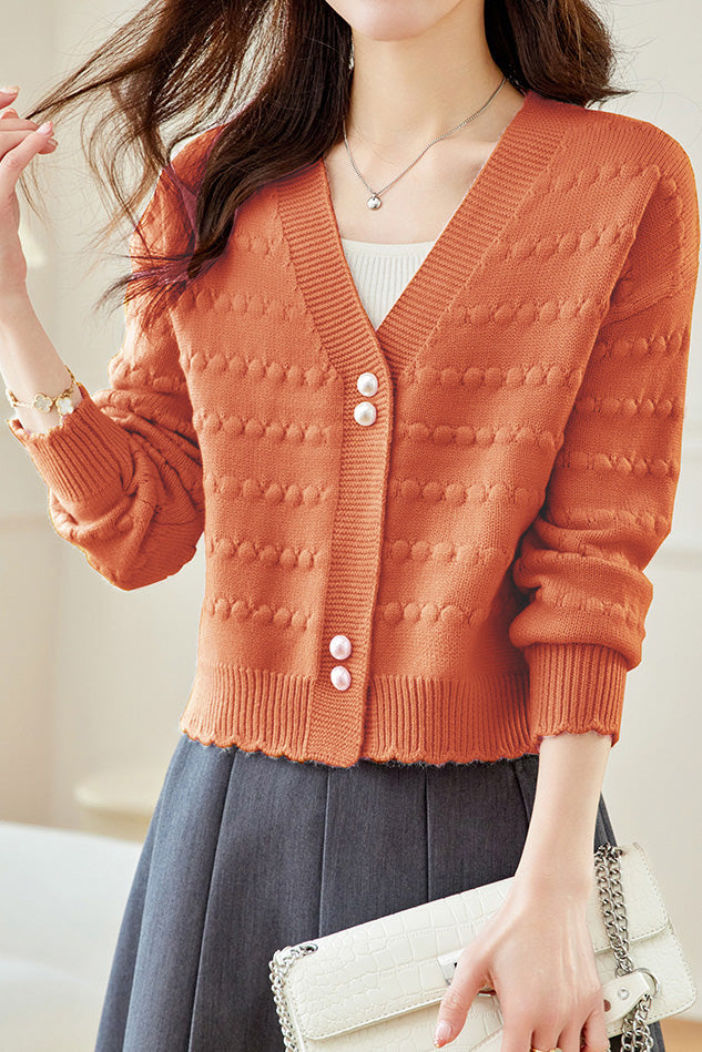 Lässiger Büro Strukturstrick Cardigan