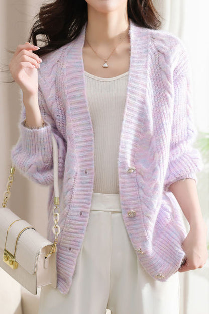 Exquisiter lockerer Strickcardigan für Dates