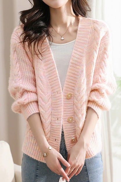 Exquisiter lockerer Strickcardigan für Dates