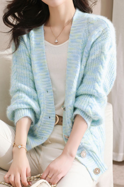 Exquisiter lockerer Strickcardigan für Dates