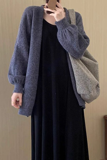 Lässiger, lockerer, mittellanger Strickcardigan