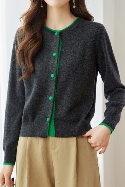 Lässiger Pendler Farbblock Strickcardigan