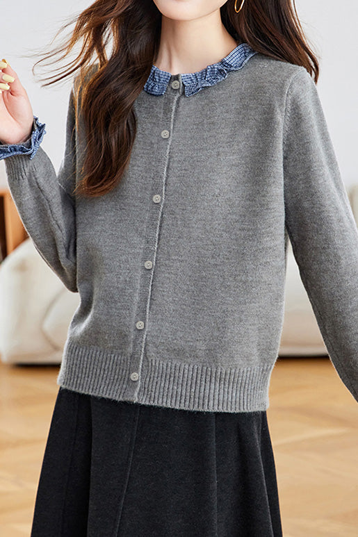 Eleganter Farbblock Strick-Cardigan