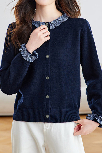Eleganter Farbblock Strick-Cardigan