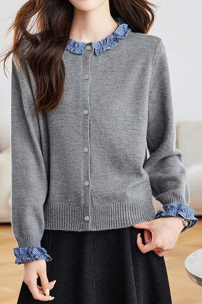 Eleganter Farbblock Strick-Cardigan