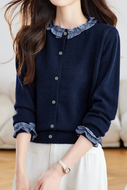 Eleganter Farbblock Strick-Cardigan