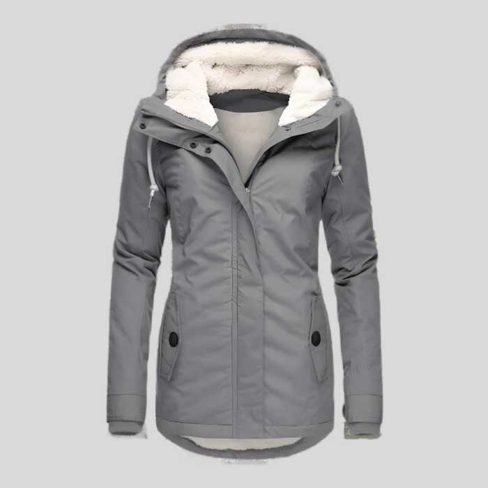 Eleanor | Wasserdichte lange Jacke mit Kapuze und Futter