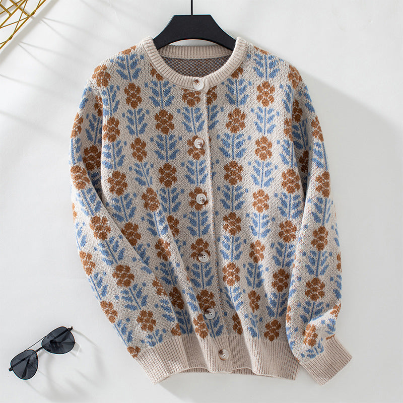 ELYRA™ | Vintage Blumen-Strickpullover