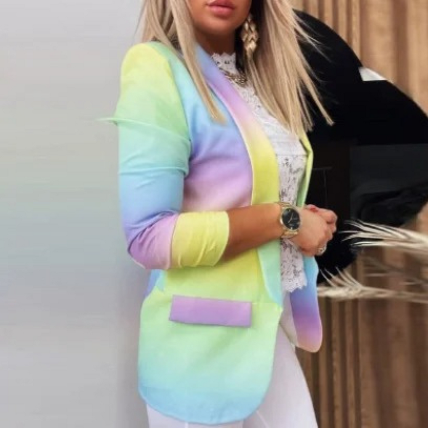 JOVIE | Eleganter Blazer mit Schalkragen und Print