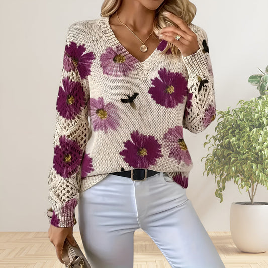 Selviannea | Eleganter Blumenpullover