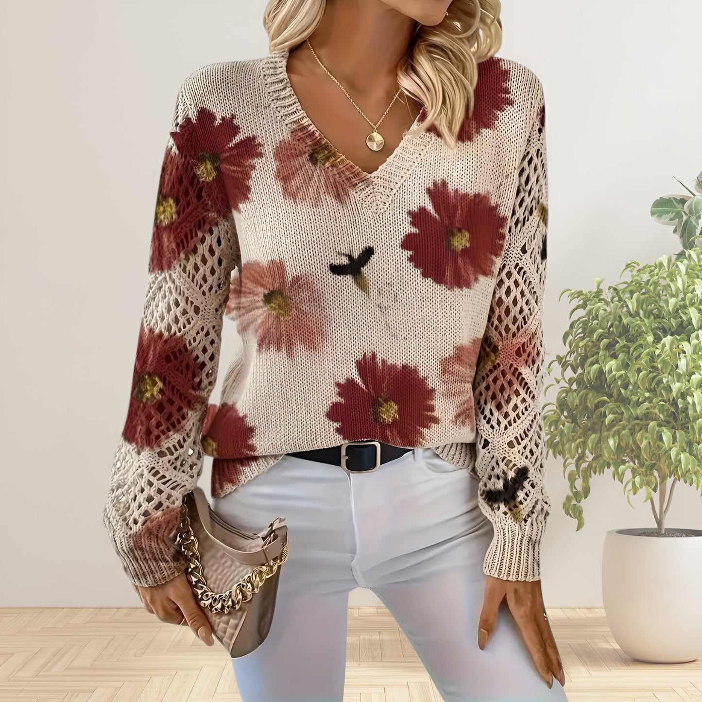 Selviannea | Eleganter Blumenpullover