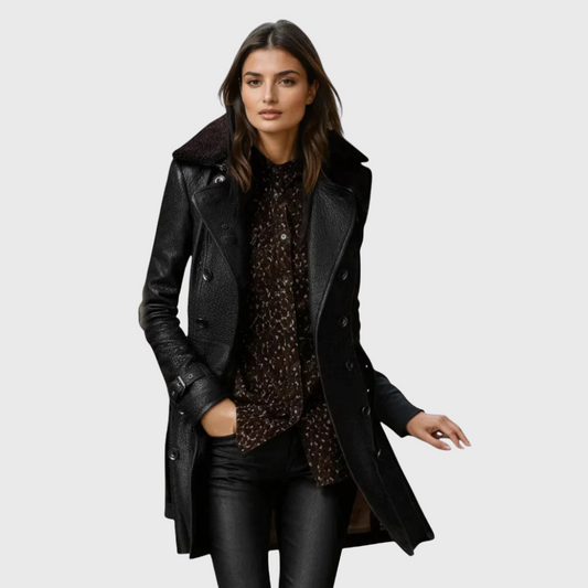 Nevaeh | Eleganter Leder-Mantel