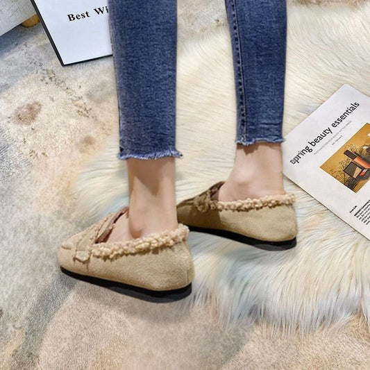 Gemütliche Winter-Leder-Flauschslipper