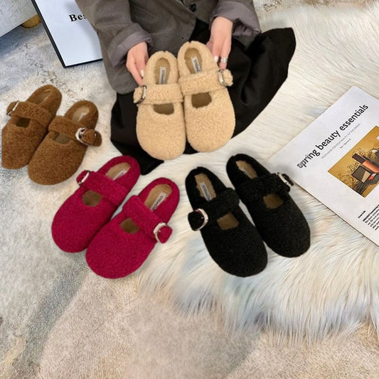 Warme Lammwoll Mary Jane Ballerinas
