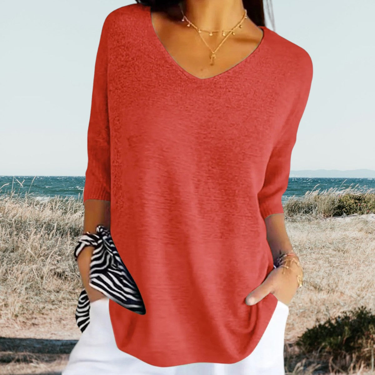 Nena | Stilvolles V-Ausschnitt Casual Top