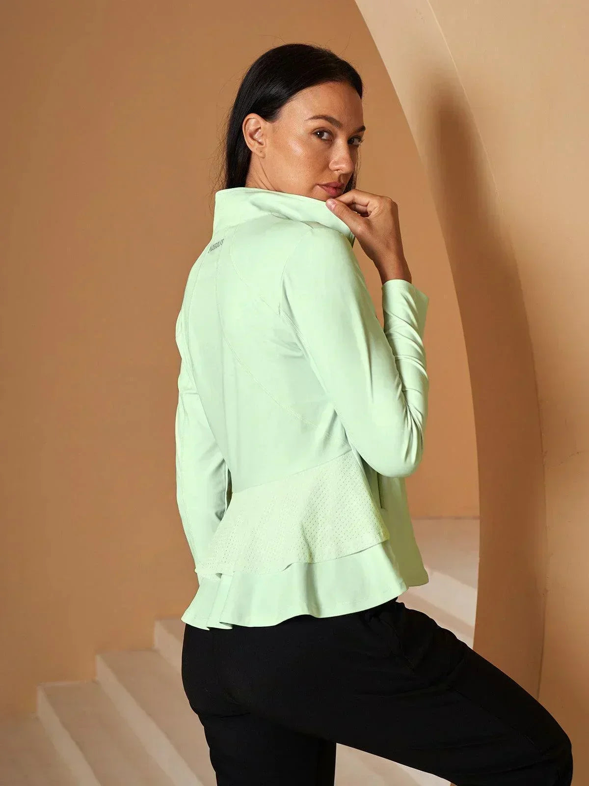 Damen Golfjacke mit Rüschenärmeln, Sonnenschutz