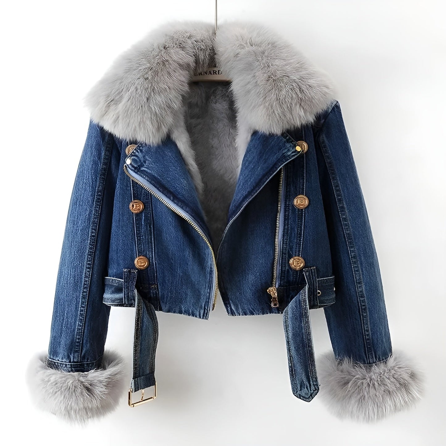 Moreau Fellkragen Denimjacke