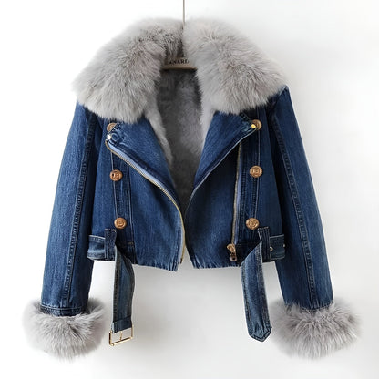 Moreau Fellkragen Denimjacke