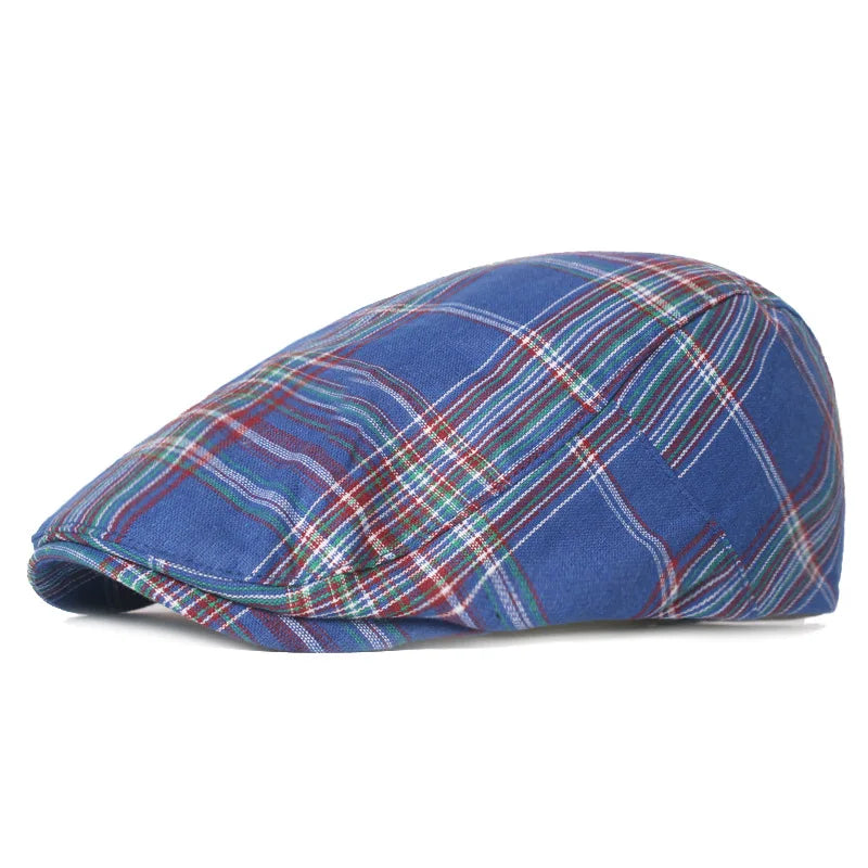 Brighton Plaid Newsboy Cap – Klassische Polyester Schirmmütze im Vintage-Maler-Stil, Ideal für Alle Jahreszeiten