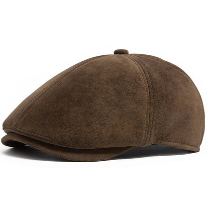 Camden PU-Leder Newsboy Cap – Vintage-Style Flat Cap mit Visier, lässiges Retro-Design für Frühling und Herbst