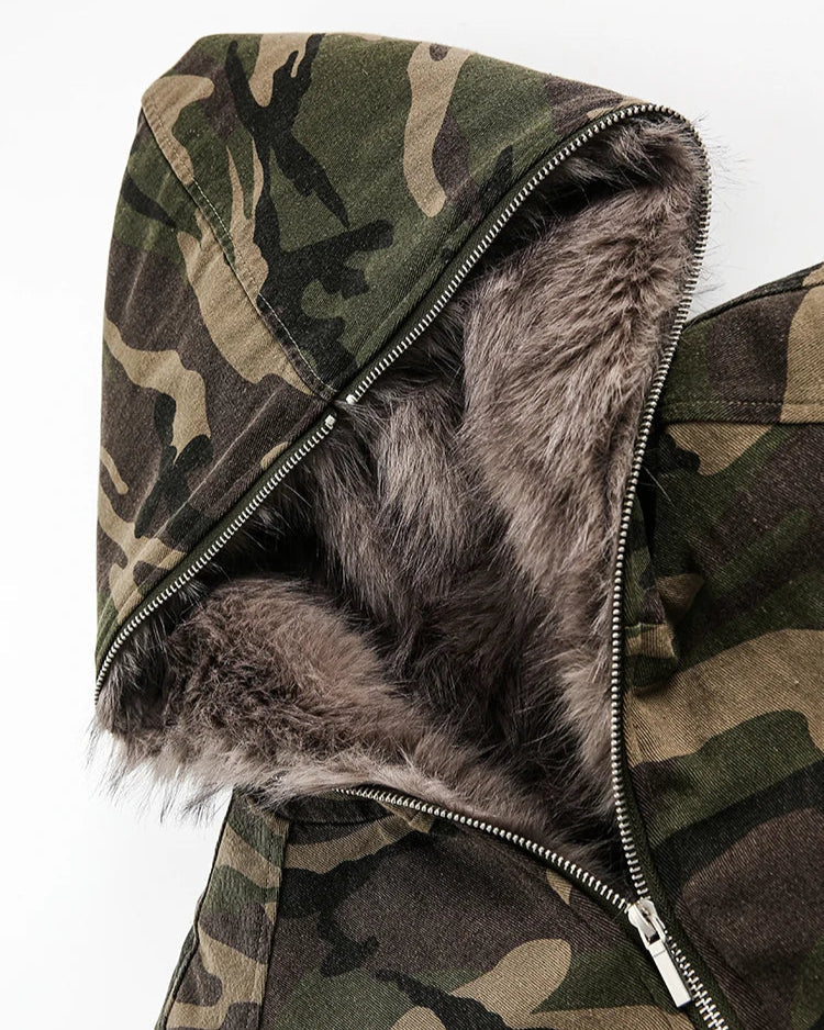 Fleecegefütterte Camouflage-Jacke