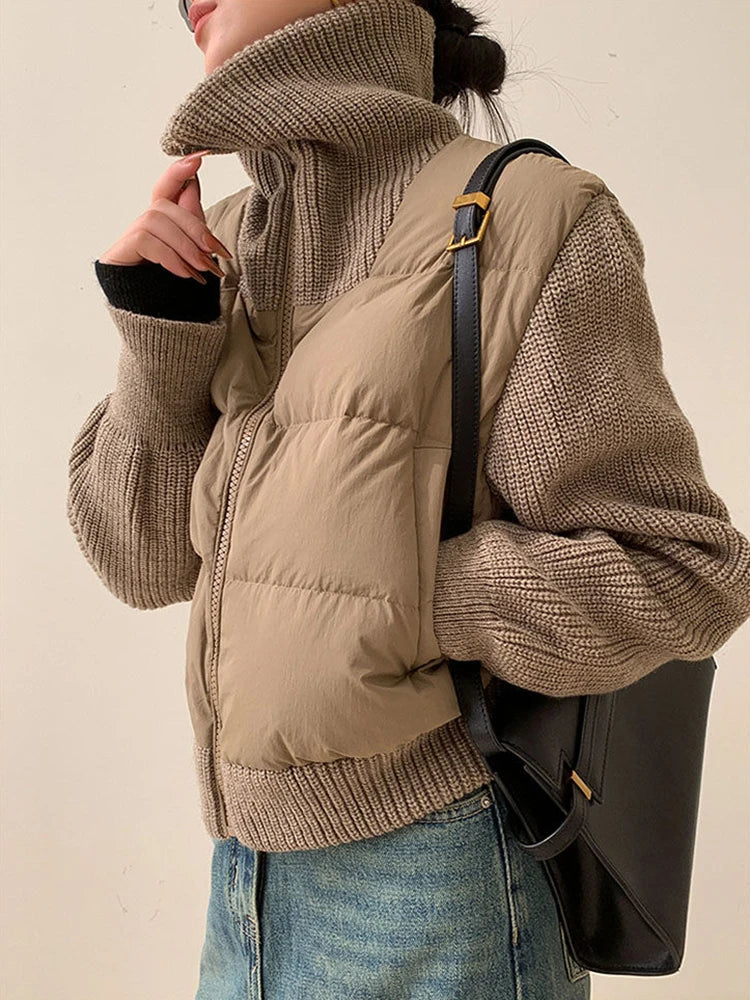 Gestrickte Patchwork-Pufferjacke
