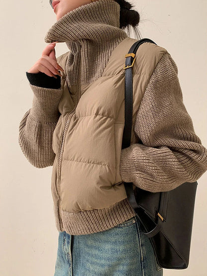 Gestrickte Patchwork-Pufferjacke