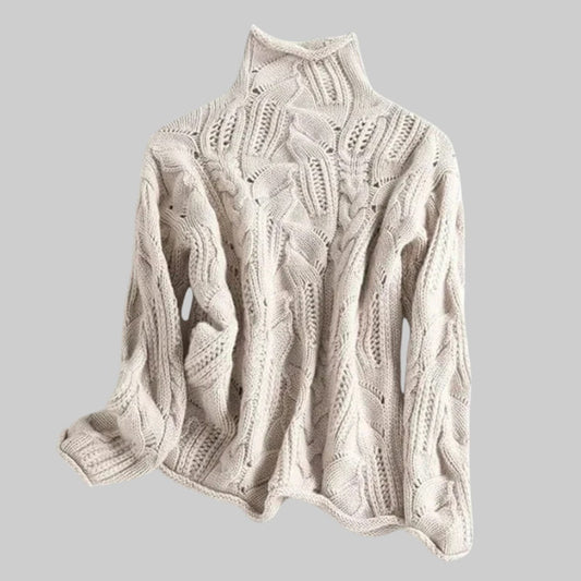 ALEXANDRA | KASCHMIRROLLKRAGEN MIT ZOPFMUSTER