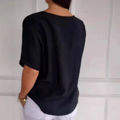 Elina™ – Elegante Bluse mit Knopfleiste und Drapierung