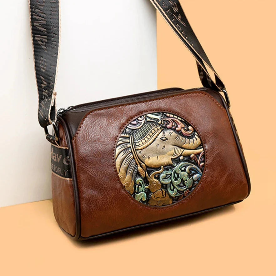 Prägung Elefant Schultertasche