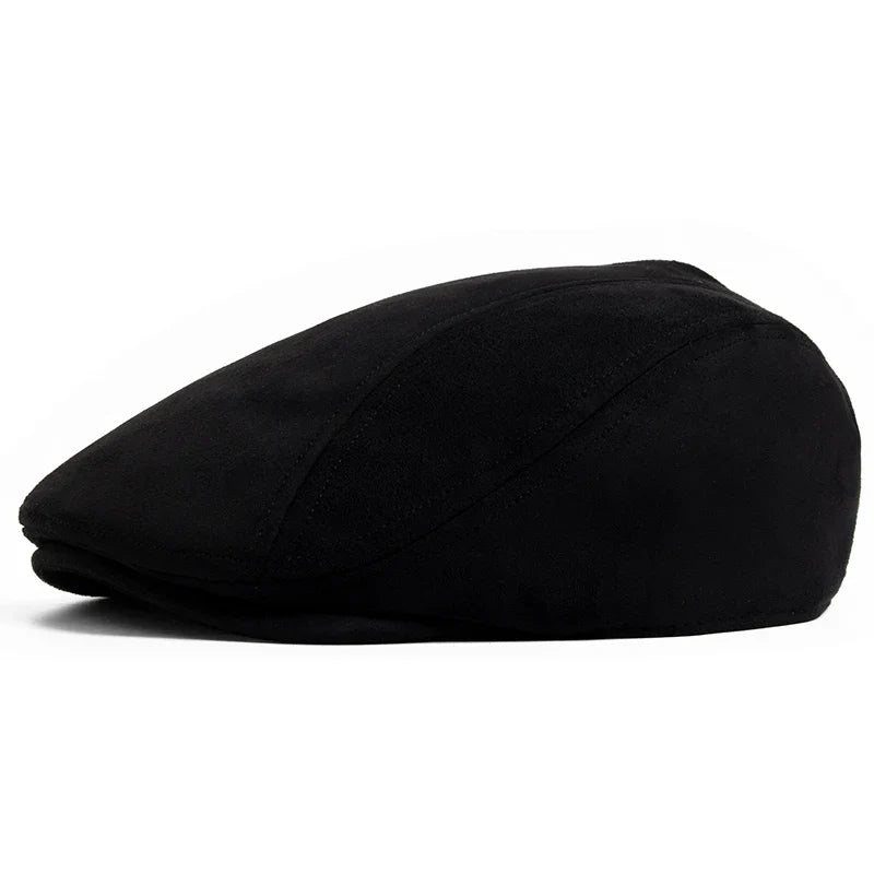 Windsor Wildleder-Beret – Vintage-Style Newsboy-Hut mit flachem Schirm, lässiges und warmes Design für Herbst und Winter