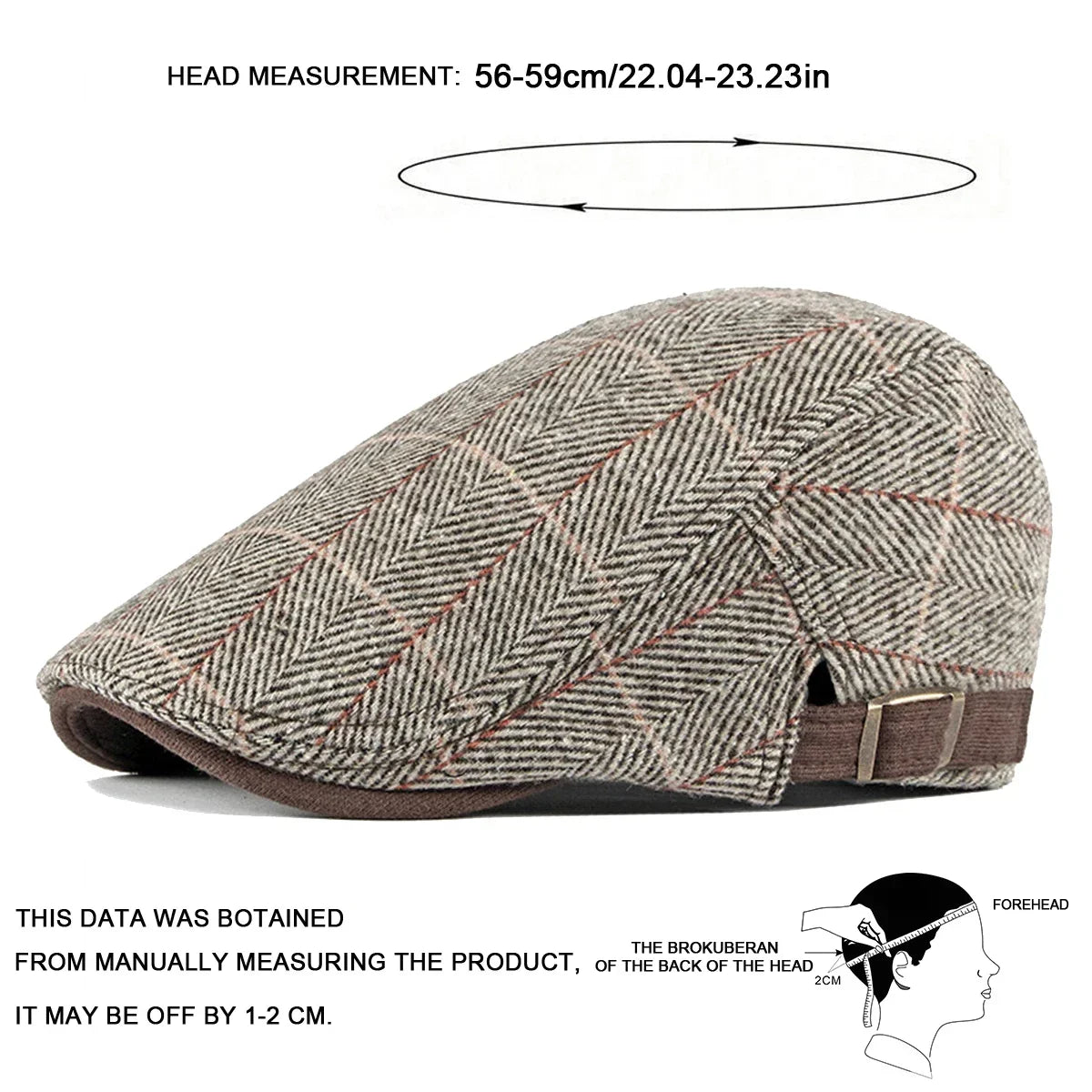 Cambridge Lattice Newsboy Cap – Britisch inspirierte verstellbare Schirmmütze mit Hip-Hop-Elementen, ideal für Frühling und Sommer