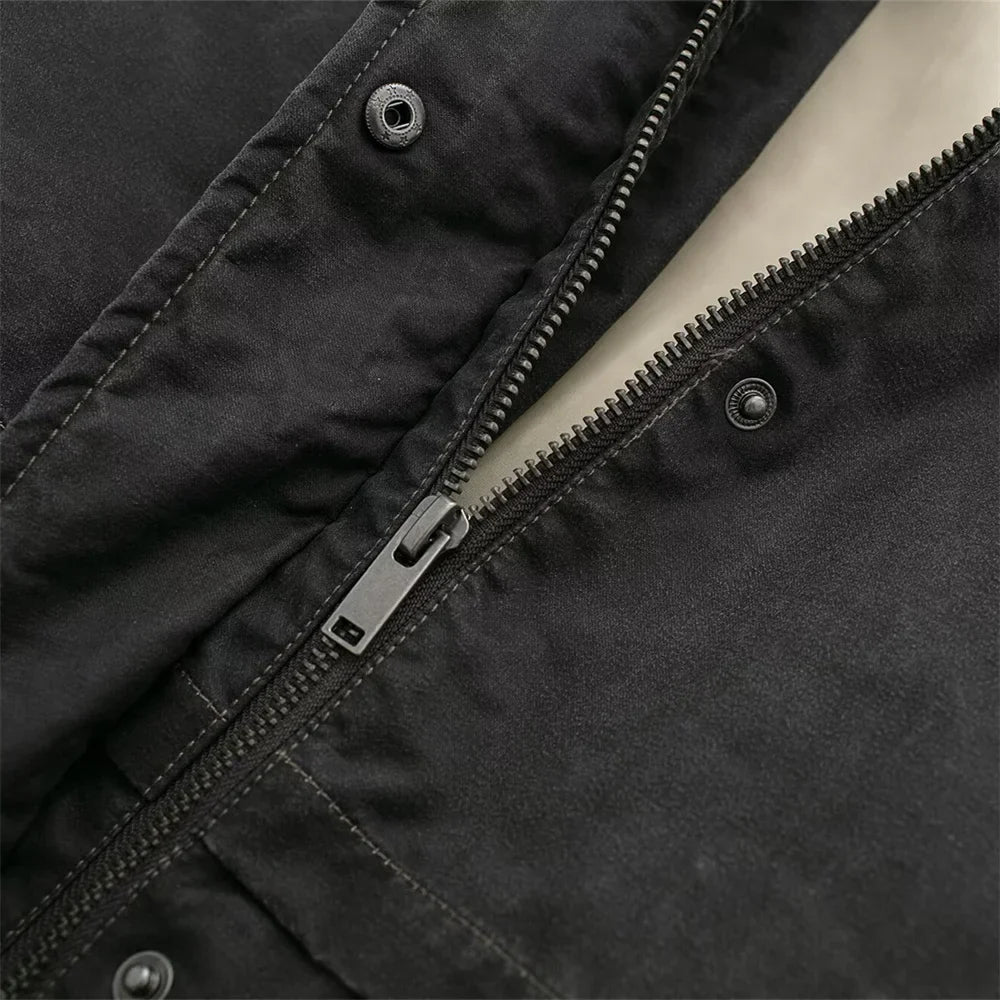 Gewachste Canvas Übergroße Arbeitsjacke