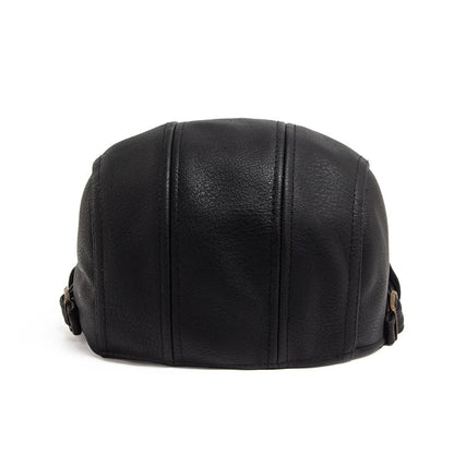 Kensington PU-Leder-Beret – Vintage England-Stil Flachkappe mit Schirm, dickes und warmes Design für Herbst und Winter