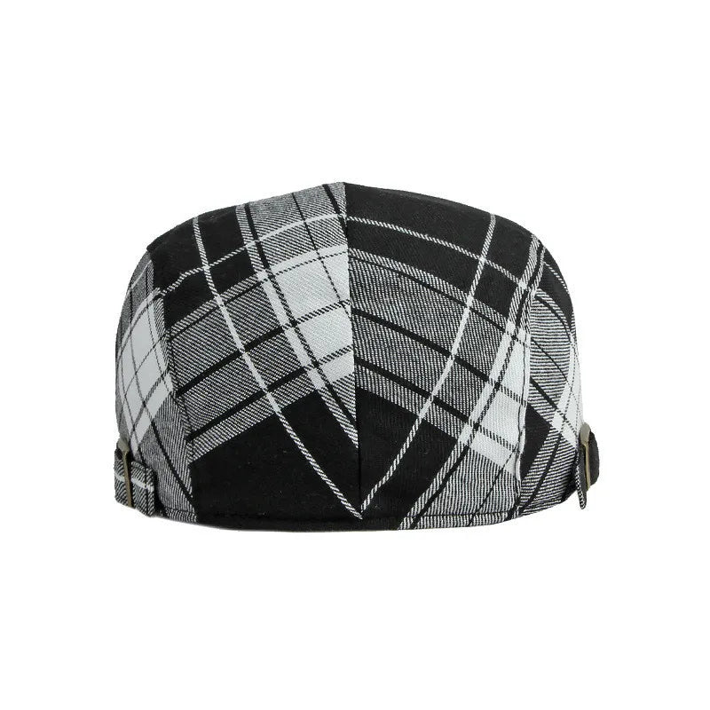 Oxford Plaid Newsboy Cap – Zeitlose Polyester Schirmmütze im Vintage Maler-Stil, geeignet für alle Jahreszeiten