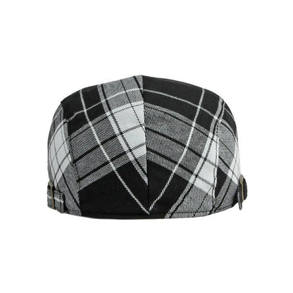 Oxford Plaid Newsboy Cap – Zeitlose Polyester Schirmmütze im Vintage Maler-Stil, geeignet für alle Jahreszeiten