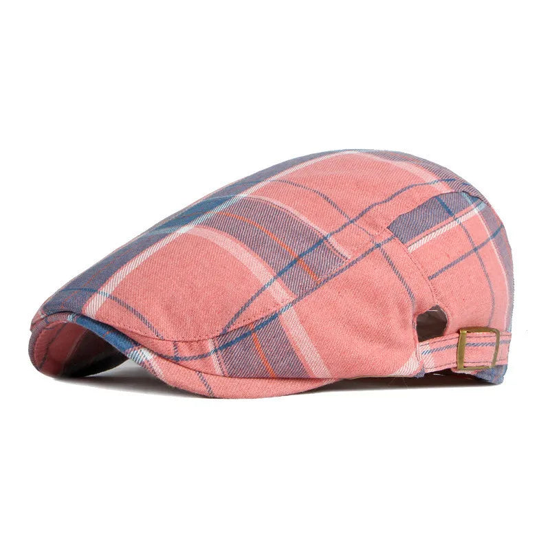 Oxford Plaid Newsboy Cap – Zeitlose Polyester Schirmmütze im Vintage Maler-Stil, geeignet für alle Jahreszeiten