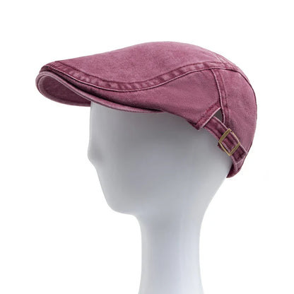 Hispalis Vintage Baumwoll-Beret – Retro-Style Schirmmütze mit Visier, lässig und verstellbar für Sommer & Herbst