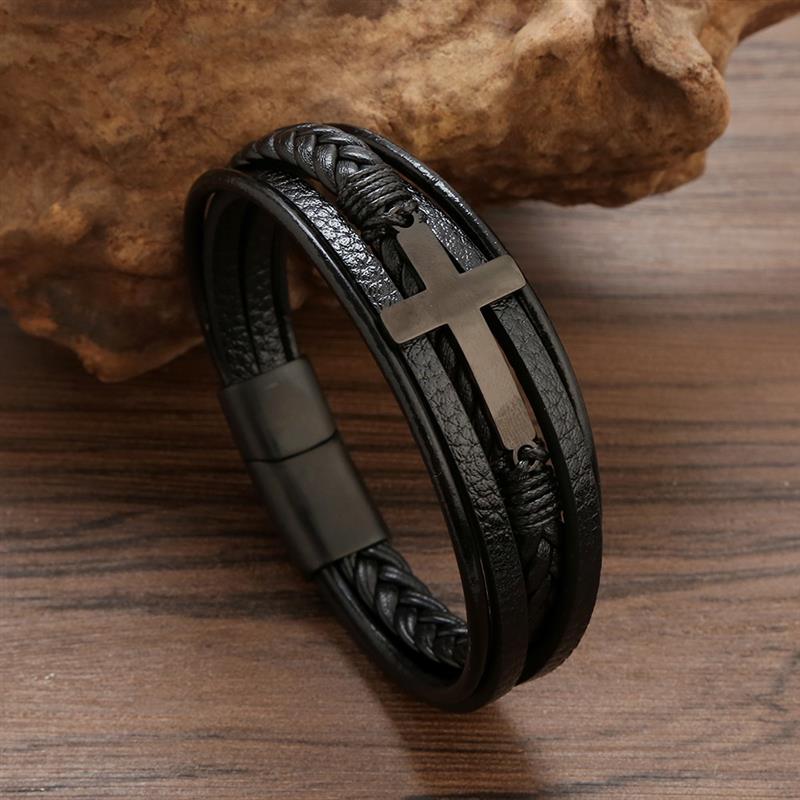 Faith SteelLink Lederarmband mit magnetischem Charm für Herren