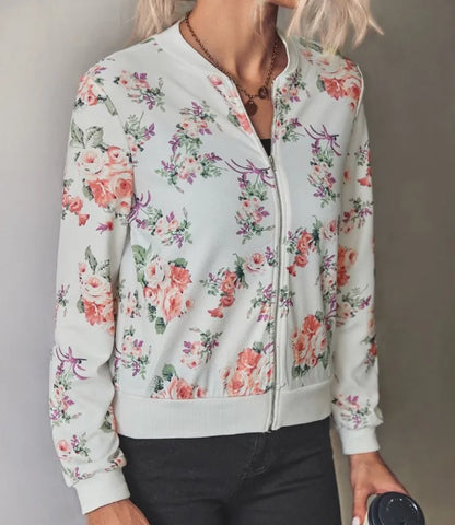 Samantha | Blumenmuster Bomberjacke