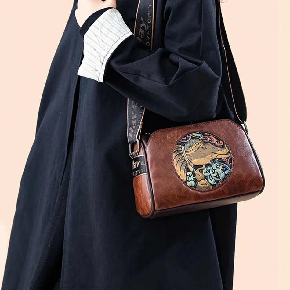 Prägung Elefant Schultertasche