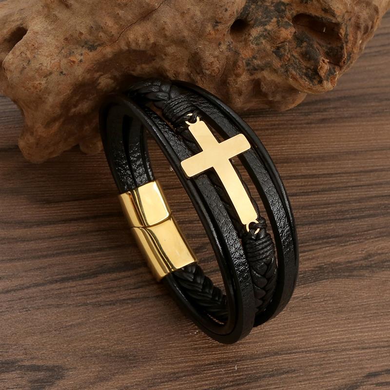 Faith SteelLink Lederarmband mit magnetischem Charm für Herren
