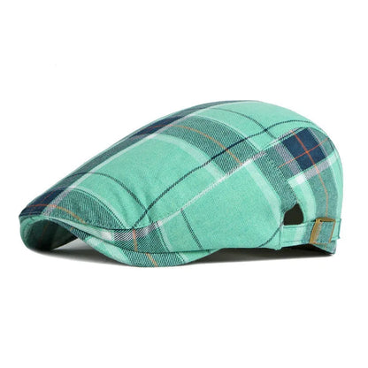 Oxford Plaid Newsboy Cap – Zeitlose Polyester Schirmmütze im Vintage Maler-Stil, geeignet für alle Jahreszeiten