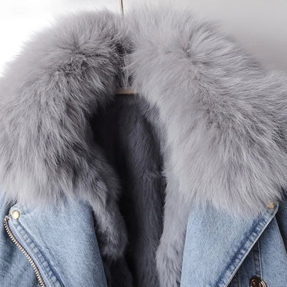 Moreau Fellkragen Denimjacke