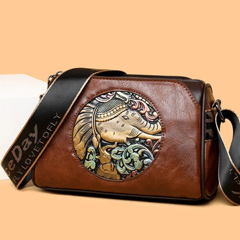 Prägung Elefant Schultertasche